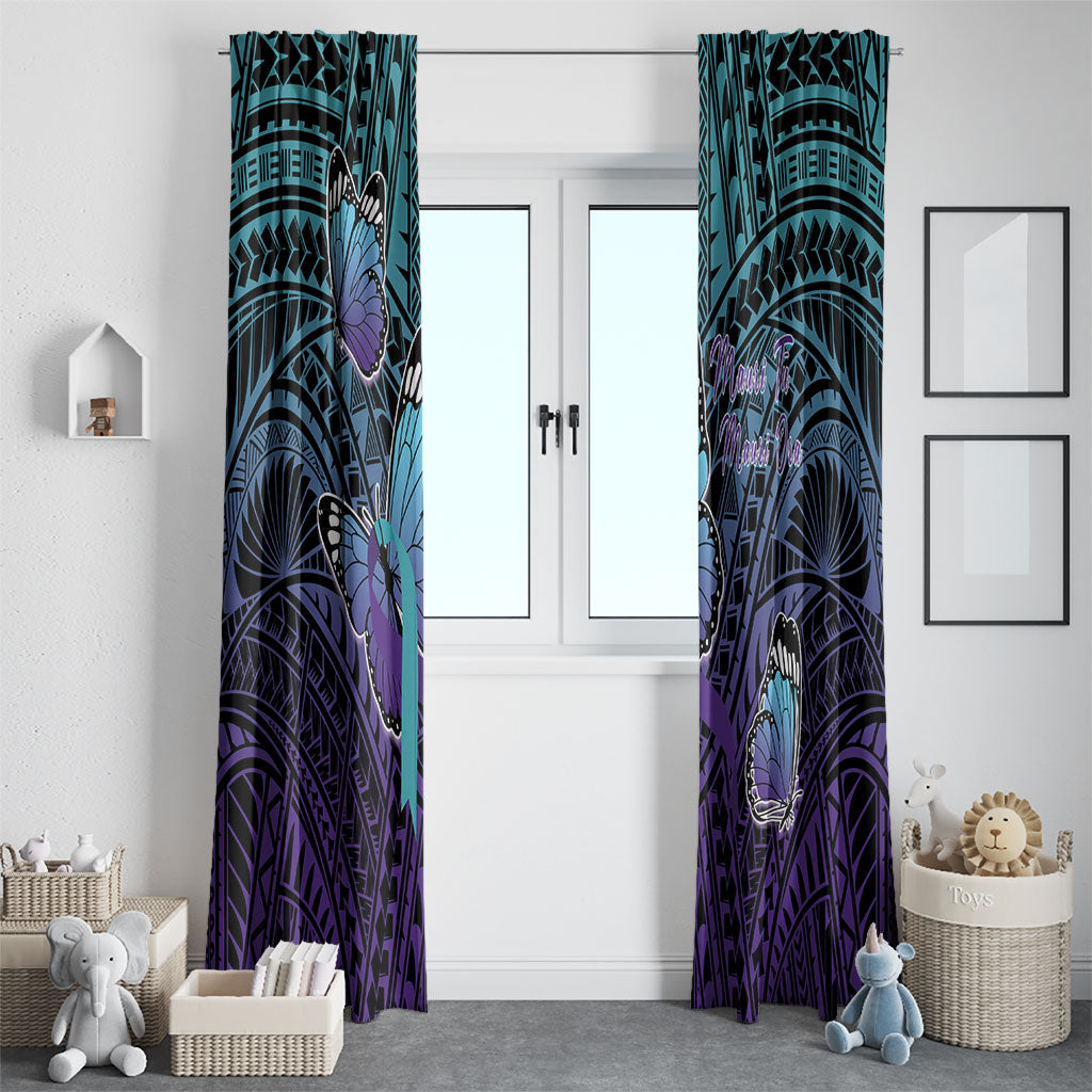 New Zealand Suicide Prevention Month Window Curtain Maori Mauri Tu Mauri Ora Polynesian Pattern