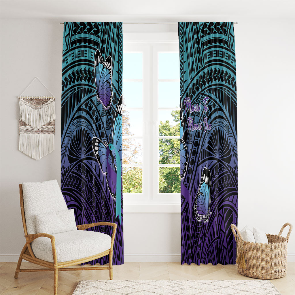 New Zealand Suicide Prevention Month Window Curtain Maori Mauri Tu Mauri Ora Polynesian Pattern