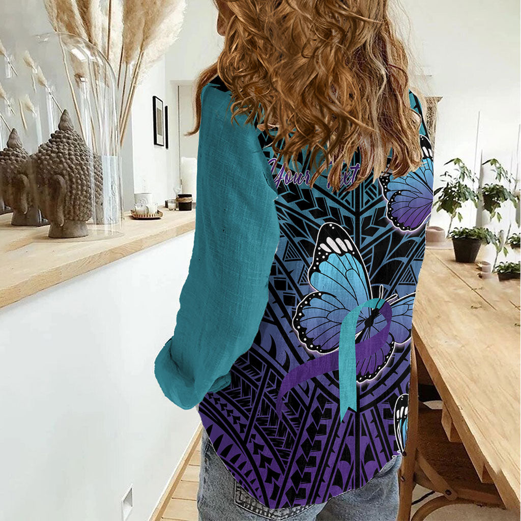 Personalised New Zealand Suicide Prevention Month Women Casual Shirt Maori Mauri Tu Mauri Ora Polynesian Pattern