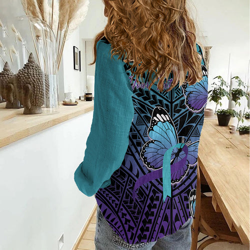 Personalised New Zealand Suicide Prevention Month Women Casual Shirt Maori Mauri Tu Mauri Ora Polynesian Pattern