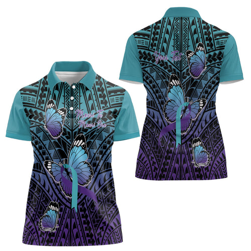 Personalised New Zealand Suicide Prevention Month Women Polo Shirt Maori Mauri Tu Mauri Ora Polynesian Pattern