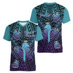 Personalised New Zealand Suicide Prevention Month Women V-Neck T-Shirt Maori Mauri Tu Mauri Ora Polynesian Pattern