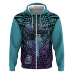 Personalised New Zealand Suicide Prevention Month Zip Hoodie Maori Mauri Tu Mauri Ora Polynesian Pattern