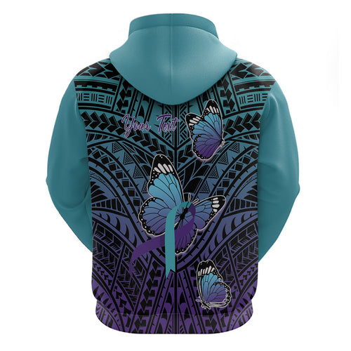 Personalised New Zealand Suicide Prevention Month Zip Hoodie Maori Mauri Tu Mauri Ora Polynesian Pattern