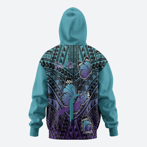 Personalised New Zealand Suicide Prevention Month Zip Hoodie Maori Mauri Tu Mauri Ora Polynesian Pattern