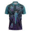 Personalised New Zealand Suicide Prevention Month Zipper Polo Shirt Maori Mauri Tu Mauri Ora Polynesian Pattern