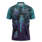 Personalised New Zealand Suicide Prevention Month Zipper Polo Shirt Maori Mauri Tu Mauri Ora Polynesian Pattern