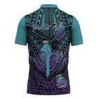 Personalised New Zealand Suicide Prevention Month Zipper Polo Shirt Maori Mauri Tu Mauri Ora Polynesian Pattern