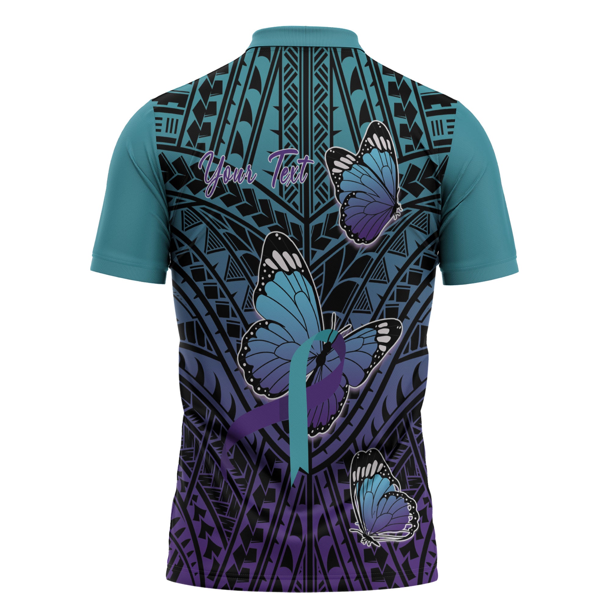 Personalised New Zealand Suicide Prevention Month Zipper Polo Shirt Maori Mauri Tu Mauri Ora Polynesian Pattern