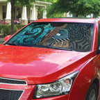 New Zealand Tui Bird Wahaika Auto Sun Shade Maori Weapon Paua Shell Koru Pattern