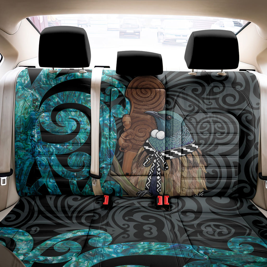 New Zealand Tui Bird Wahaika Back Car Seat Cover Maori Weapon Paua Shell Koru Pattern