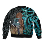 New Zealand Tui Bird Wahaika Bomber Jacket Maori Weapon Paua Shell Koru Pattern