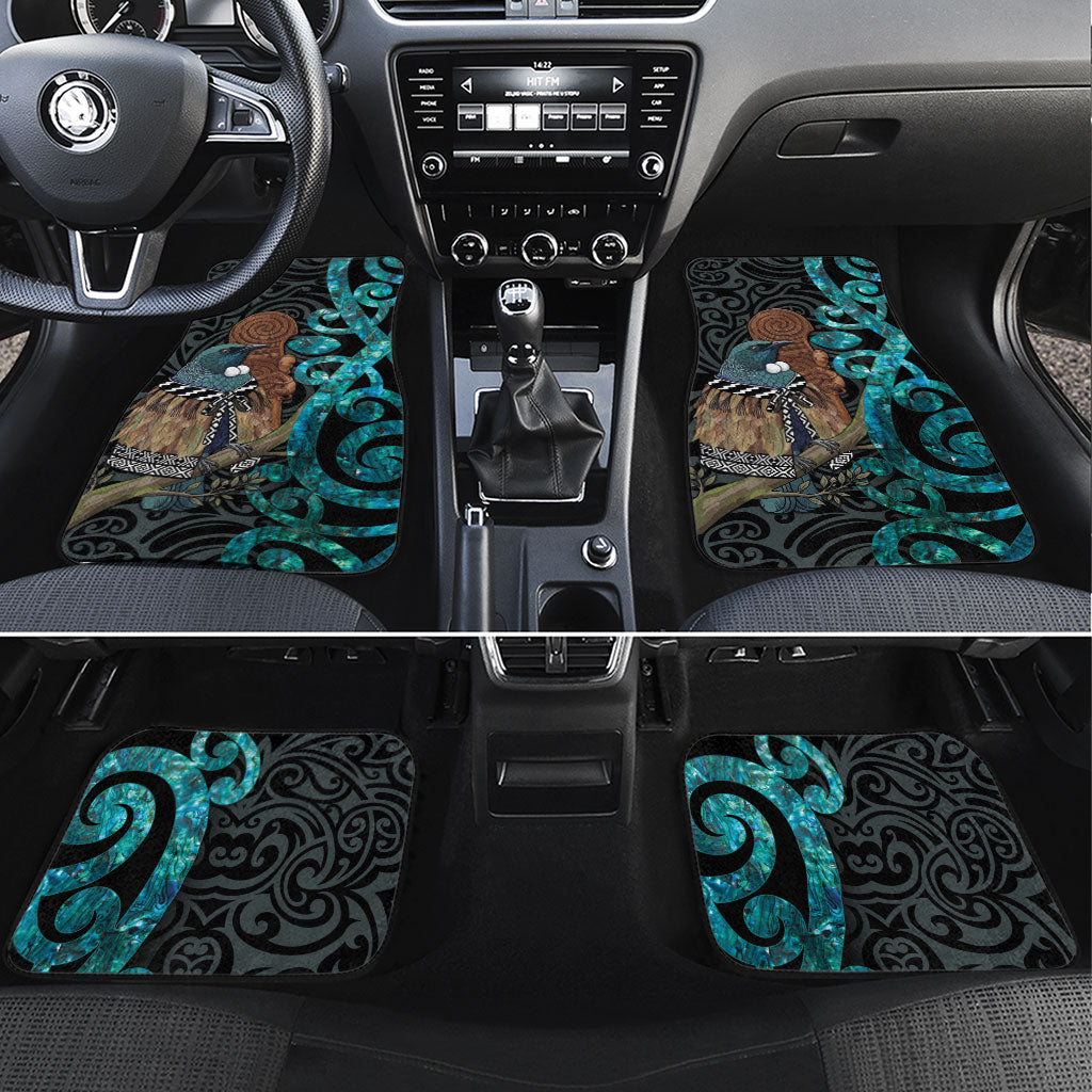 New Zealand Tui Bird Wahaika Car Mats Maori Weapon Paua Shell Koru Pattern