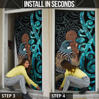 New Zealand Tui Bird Wahaika Door Cover Maori Weapon Paua Shell Koru Pattern