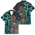 New Zealand Tui Bird Wahaika Family Matching Summer Maxi Dress and Hawaiian Shirt Maori Weapon Paua Shell Koru Pattern