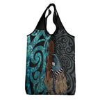 New Zealand Tui Bird Wahaika Grocery Bag Maori Weapon Paua Shell Koru Pattern