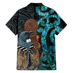 New Zealand Tui Bird Wahaika Hawaiian Shirt Maori Weapon Paua Shell Koru Pattern