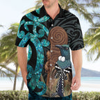 New Zealand Tui Bird Wahaika Hawaiian Shirt Maori Weapon Paua Shell Koru Pattern