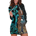 New Zealand Tui Bird Wahaika Hoodie Dress Maori Weapon Paua Shell Koru Pattern
