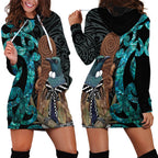 New Zealand Tui Bird Wahaika Hoodie Dress Maori Weapon Paua Shell Koru Pattern