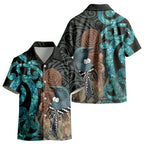 New Zealand Tui Bird Wahaika Kid Hawaiian Shirt Maori Weapon Paua Shell Koru Pattern LT22