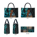 New Zealand Tui Bird Wahaika Leather Bag Maori Weapon Paua Shell Koru Pattern