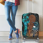 New Zealand Tui Bird Wahaika Luggage Cover Maori Weapon Paua Shell Koru Pattern