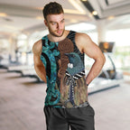 New Zealand Tui Bird Wahaika Men Tank Top Maori Weapon Paua Shell Koru Pattern