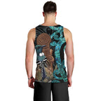 New Zealand Tui Bird Wahaika Men Tank Top Maori Weapon Paua Shell Koru Pattern