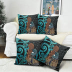New Zealand Tui Bird Wahaika Pillow Cover Maori Weapon Paua Shell Koru Pattern