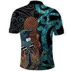 New Zealand Tui Bird Wahaika Polo Shirt Maori Weapon Paua Shell Koru Pattern