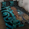 New Zealand Tui Bird Wahaika Quilt Bed Set Maori Weapon Paua Shell Koru Pattern