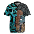 New Zealand Tui Bird Wahaika Rugby Jersey Maori Weapon Paua Shell Koru Pattern