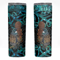 New Zealand Tui Bird Wahaika Skinny Tumbler Maori Weapon Paua Shell Koru Pattern