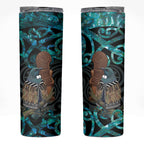 New Zealand Tui Bird Wahaika Skinny Tumbler Maori Weapon Paua Shell Koru Pattern