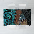New Zealand Tui Bird Wahaika Tablecloth Maori Weapon Paua Shell Koru Pattern
