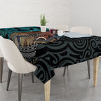 New Zealand Tui Bird Wahaika Tablecloth Maori Weapon Paua Shell Koru Pattern