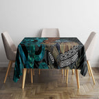 New Zealand Tui Bird Wahaika Tablecloth Maori Weapon Paua Shell Koru Pattern