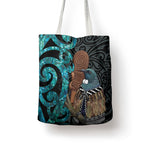 New Zealand Tui Bird Wahaika Tote Bag Maori Weapon Paua Shell Koru Pattern