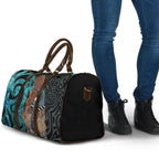 New Zealand Tui Bird Wahaika Travel Bag Maori Weapon Paua Shell Koru Pattern