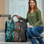New Zealand Tui Bird Wahaika Travel Bag Maori Weapon Paua Shell Koru Pattern