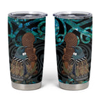 New Zealand Tui Bird Wahaika Tumbler Cup Maori Weapon Paua Shell Koru Pattern