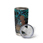 New Zealand Tui Bird Wahaika Tumbler Cup Maori Weapon Paua Shell Koru Pattern