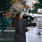 New Zealand Tui Bird Wahaika Umbrella Maori Weapon Paua Shell Koru Pattern