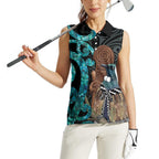 New Zealand Tui Bird Wahaika Women Sleeveless Polo Shirt Maori Weapon Paua Shell Koru Pattern