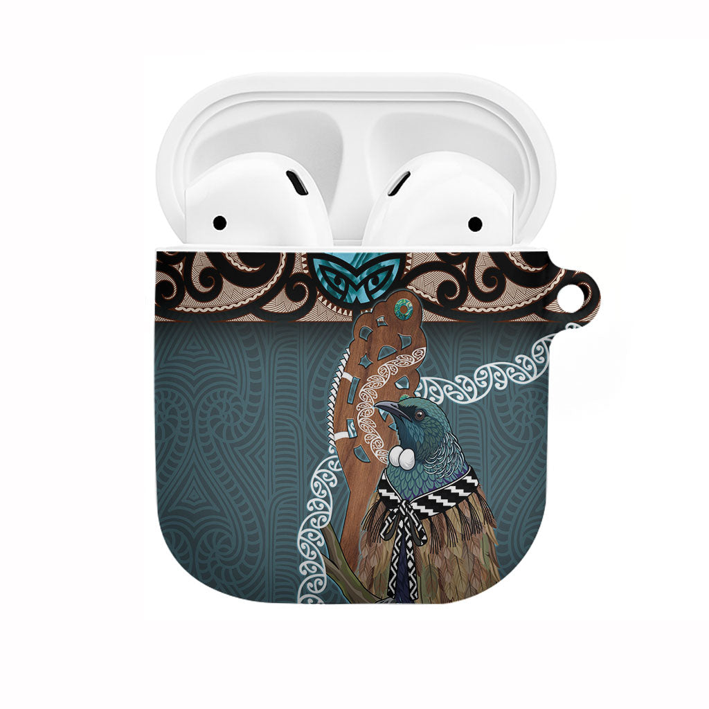 New Zealand Tui Bird Maripi AirPods Case Maori Weapon Kowhaiwhai Pattern