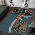 New Zealand Tui Bird Maripi Area Rug Maori Weapon Kowhaiwhai Pattern