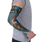 New Zealand Tui Bird Maripi Arm Sleeves Maori Weapon Kowhaiwhai Pattern