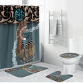 New Zealand Tui Bird Maripi Bathroom Set Maori Weapon Kowhaiwhai Pattern