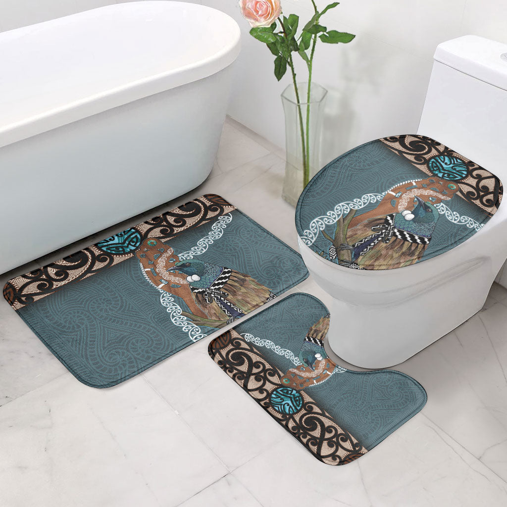 New Zealand Tui Bird Maripi Bathroom Set Maori Weapon Kowhaiwhai Pattern